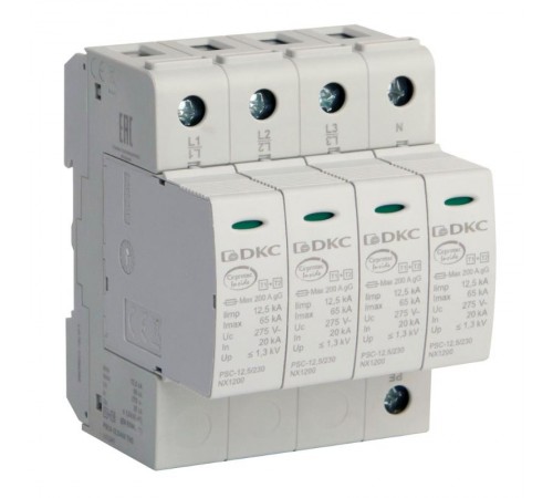 Ограничитель импульсных перенапряжений УЗИП, класс I+II, 4-полюсный, L1-L2-L3-N  NX1241  DKC