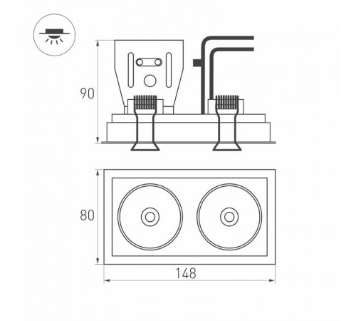 Светильник CL-SIMPLE-S148x80-2x9W Day4000 (WH, 45 deg)  028150  Arlight