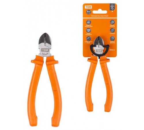 Бокорезы (кусачки), с пластиковыми рукоятками, углеродистая сталь, 160 мм, серия "Гранит"  SQ1009-0301  TDM