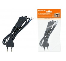 Шнур с выключателем и плоской вилкой ШУ01В ШВВП 2х0,75мм2 2м. черный  SQ1305-0002  TDM