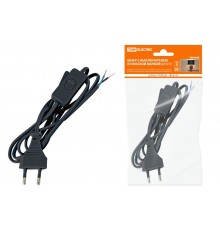 Шнур с выключателем и плоской вилкой ШУ01В ШВВП 2х0,75мм2 2м. черный  SQ1305-0002  TDM