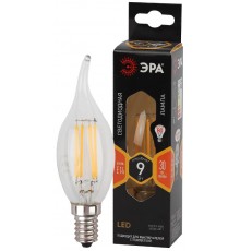 Лампа светодиодная F-LED BXS-9W-827-E14 (филамент, свеча на ветру, 9Вт, тепл, E14)  Б0047003  ЭРА