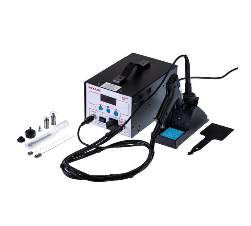 Паяльная станция (паяльник + демонт. паяльник), модель R048, цифровая, 200-480°C, LED дисплей  12-0735  REXANT