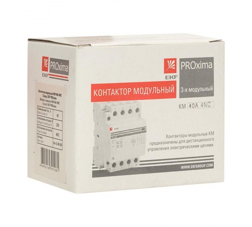 Контактор модульный КМ 40А 4NC (3 мод.) PROxima km-3-40-04  EKF