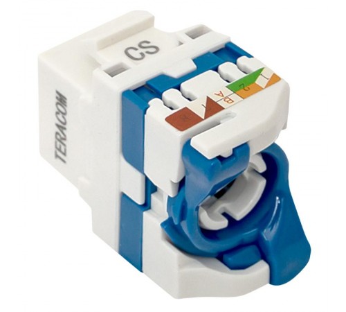 Модуль Keystone TERACOM CS Cat.6 неэкранированный 110 IDC 180 градусов самозажимной (Toolless) синий  TRCS-KSTN-RT180-6UTP-BLU  EKF