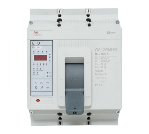 Выключатель автоматический AV POWER-5/3 800А 70kA ETU4.2 AVERES  mccb-53-800M-4.2-av  EKF