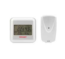 Термометр электронный REXANT S3341BF с часами и беспроводным выносным датчиком 70-0596  REXANT
