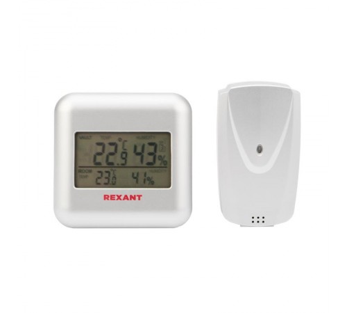 Термометр электронный REXANT S3341BF с часами и беспроводным выносным датчиком 70-0596  REXANT