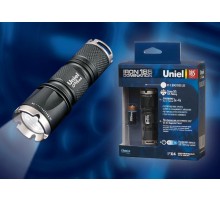 Фонарь рабочий Premium "Iron domination 185" P-ML071-BB Black  алюм. , XP-E {Q4} CREE LED, ной короб, 1 х CR123A в/к, черн  05722  Uniel