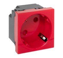Розетка 45х45 с зазем. 45 градусов, быстрозажимные клеммы, красная E2MR16-028-70-45-SLEKF