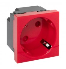 Розетка 45х45 с зазем. 45 градусов, быстрозажимные клеммы, красная E2MR16-028-70-45-SLEKF