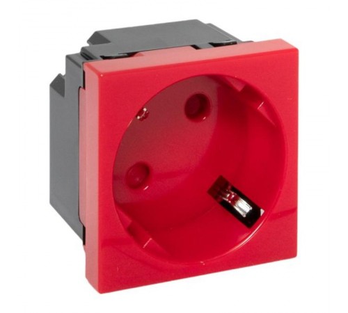 Розетка 45х45 с зазем. 45 градусов, быстрозажимные клеммы, красная E2MR16-028-70-45-SLEKF