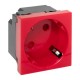 Розетка 45х45 с зазем. 45 градусов, быстрозажимные клеммы, красная E2MR16-028-70-45-SLEKF