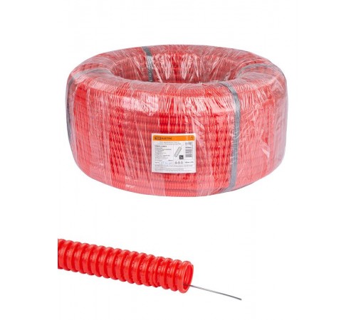 Труба гофрированная ПНД d 16 с зондом (100 м) легкая красная  SQ0413-0031  TDM