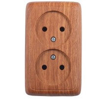 Розетка открытой установки, двухместная, со шторками, с монтажной пластиной, цвет дуб  РА16-146-05  HEGEL