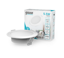 Светильник  Elementary Downlight круг 5,5W 460lm 4000K 170-260V IP20 95*26 белый LED 1/100  997420205  Gauss