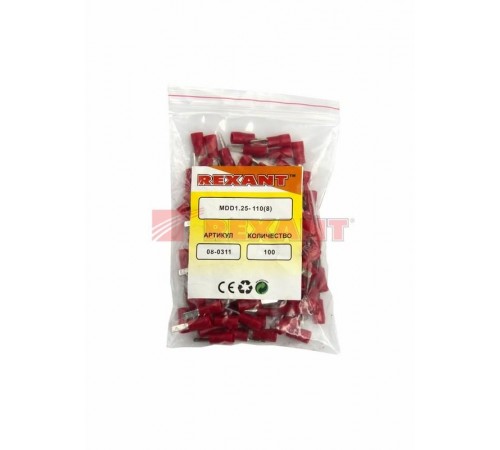 Клемма плоская изолированная штекер 2.8 мм 0.5-1.5 мм (РПи-п 1.5-(2.8)) красная  08-0311  REXANT