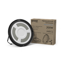 Светильник светодиодный подвесной UFO 200W 24000lm 5000K 175-265V IP65 D310*88мм черный скобка в комплекте  821536320  Gauss