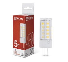 Лампа светодиодная LED-JC 5Вт 12В G4 4000К 480Лм  4690612036083  IN HOME