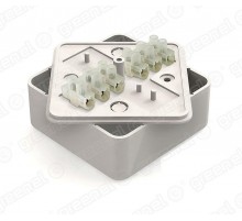 Коробка распределительная для о/п 75х75х28мм с клеммной колодкой ЗВИ-5 (1,5-4мм2) 6 клемм, IP40, цвет -БЕЛЫЙ (80шт)  GE41216-01  GREENEL