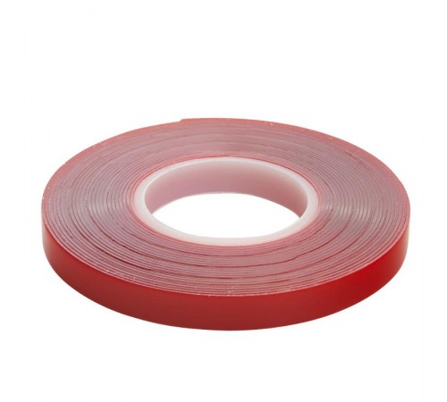 Скотч акриловый двусторонний 0,8*9 мм,длина 5м, прозрачный , красная подложка  39144  STEKKER