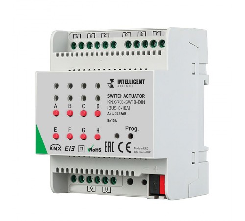 INTELLIGENT ARLIGHT Релейный модуль KNX-708-SW10-DIN (BUS, 8x10A)  025665  Arlight