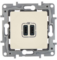 Зарядное устройство USB тип С / тип С - Legrand Etika - 3000мА 15Вт - слоновая кость  672335  Legrand