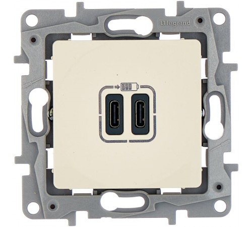 Зарядное устройство USB тип С / тип С - Legrand Etika - 3000мА 15Вт - слоновая кость  672335  Legrand