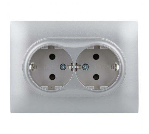 SKANDY Розетка 2-местная с з/к/ш 16А в сб. SK-R07S серебряный  SK-R24-16-K23-F  IEK