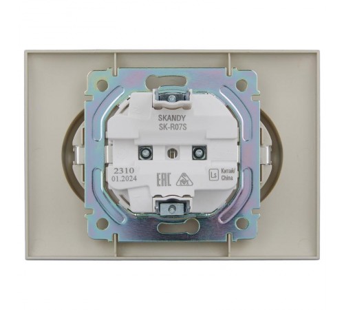 SKANDY Розетка 2-местная с з/к/ш 16А в сб. SK-R07S серебряный  SK-R24-16-K23-F  IEK