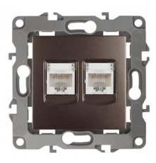 Розетка информационная двойная 12-3108-13  2XRJ45,  бронза  Б0019355  ЭРА