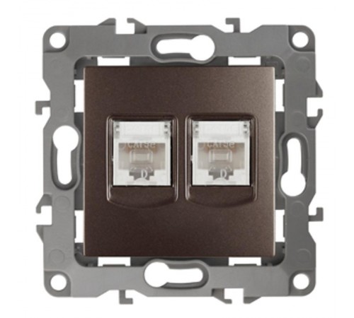 Розетка информационная двойная 12-3108-13  2XRJ45,  бронза  Б0019355  ЭРА