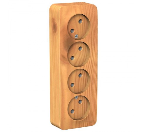 Blanca Ясень О/У с изолирующей пластиной Ясень Розетка 4-ая без заземления без шторок 16А, 250В  BLNRA000415  SE