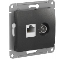 Glossa Антрацит Розетка 2-ая TV + компьютерная RJ45, кат. 5Е, механизм  GSL000789  SE