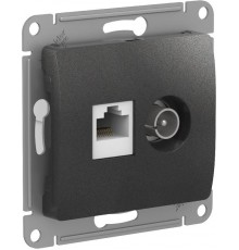 Glossa Антрацит Розетка 2-ая TV + компьютерная RJ45, кат. 5Е, механизм  GSL000789  SE