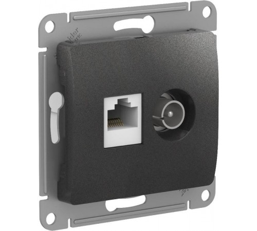 Glossa Антрацит Розетка 2-ая TV + компьютерная RJ45, кат. 5Е, механизм  GSL000789  SE