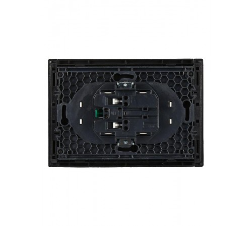 FORTE&PIANO Розетка 2-я с заземлением безвинтовое крепление 16А FP124 черный  FP-R21-16-1-K02  IEK