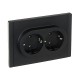 FORTE&PIANO Розетка 2-я с заземлением безвинтовое крепление 16А FP124 черный  FP-R21-16-1-K02  IEK