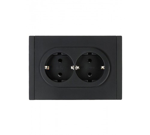 FORTE&PIANO Розетка 2-я с заземлением безвинтовое крепление 16А FP124 черный  FP-R21-16-1-K02  IEK