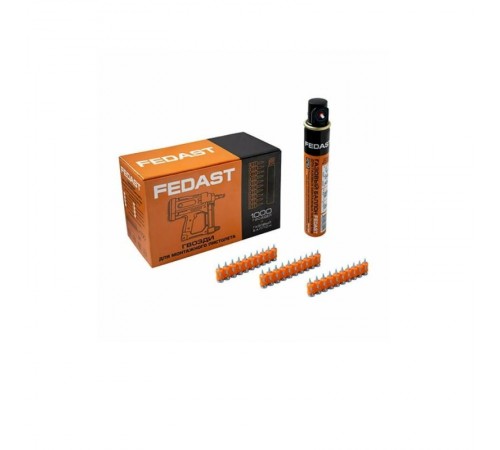 Гвозди 2.7*19 мм кованые с ребрами жесткости Bullet Point (1000 шт/уп + газовый баллон) Fedast  FD2719RBPFC  FEDAST