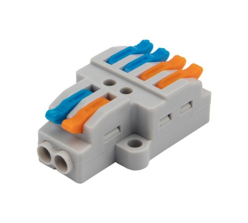 Клемма СМК 2х2 проходная разветвительная 2 полюса, с монтажной площадкой (1 ввод, 2 вывода на полюс), (5 шт./уп.)  07-5235-05  REXANT