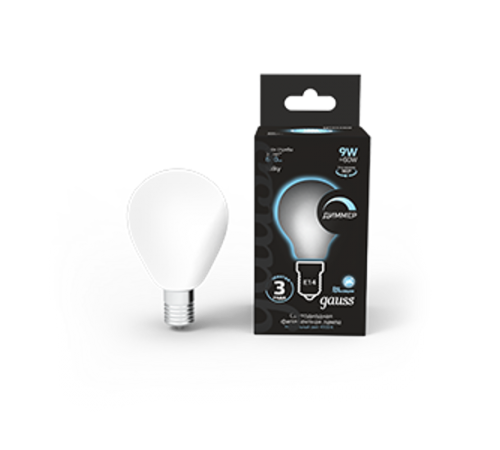 Лампа светодиодная Filament Шар 9W 610lm 4100К Е14 milky диммируемая LED 1/10/50  105201209-D  Gauss