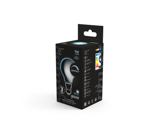 Лампа светодиодная Filament Шар 9W 610lm 4100К Е14 milky диммируемая LED 1/10/50  105201209-D  Gauss
