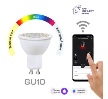 Умная лампа GU10 EKF Connect 5W WIFI RGBW  slwf-gu10-rgbw  EKF