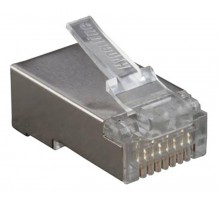 Разъем под витую пару PLUG-8P8C-U-C6-SH-100 RJ-45(8P8C) кат.6 (50 µ"/ 50м.дюй.),экранир.,универс.(д.одн.имногож.каб.) (100 шт)  49358  Hyperline