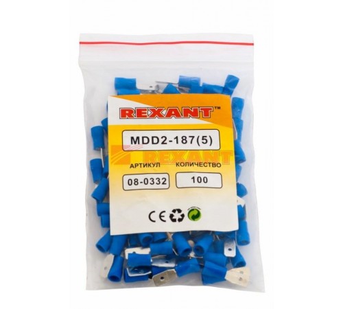 Клемма плоская изолированная штекер 4.8 мм 1.5-2.5 мм (РПи-п 2.5-(4.8)/РПИп 2-5) синяя  08-0332  REXANT