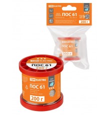 Припой ПОС 61, проволока, ГОСТ 21931-76, 1 мм, 200 г, катушка, инд. упак., "Алмаз"  SQ1025-1806  TDM