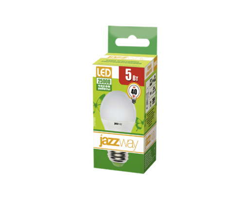 Лампа светодиодная LED 5Вт Е27 220В 3000К PLED- ECO-G45 шар  1036957A  Jazzway
