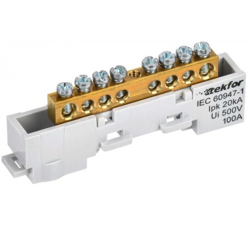 TEKFOR Шина L "фаза" неизолированная на универсальном держателе 6х9-8-Ср  TF-NN10-08-DL-K03  IEK