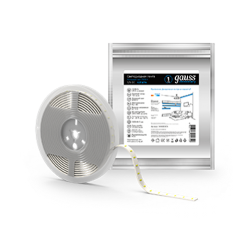 Лента светодиодная Elementary 2835/60-SMD 4.8W 12V DC холодный белый IP20 (ZIP Bag 5м)  355000305  Gauss